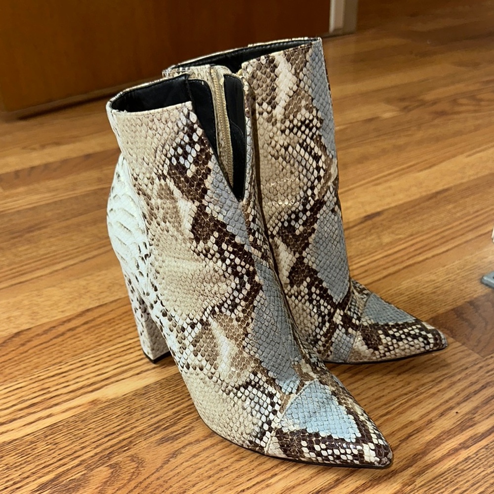 Snakeskin Patterned Ankle Boots